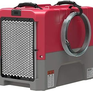 ALORAIR Commercial Dehumidifier with Pump Drain Hose, 180 Pint Large Capacity Crawl Space Dehumidifier for Water Damage Restoration, Basements Warehouse & Job Sites, 5 Years Limited Warranty, Red