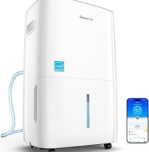 GoveeLife Smart Dehumidifier for Basement 4,500 Sq.Ft, 50 to 109 Pint Auto Humidity Control, Drain Hose, 2.0Gal Bucket, Energy Star Most Efficient H7151, WiFi Dehumidifiers for Large Room