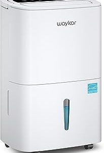 Waykar 80 Pints Energy Star Home Dehumidifier for Spaces up to 5,000 Sq. Ft at Home, in Basements and Large Rooms with Drain Hose, Handle, Auto Defrost and Self-Drying.